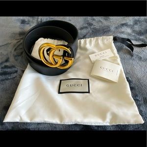 GUCCI Marmont Wide Smooth Leather Waist Belt